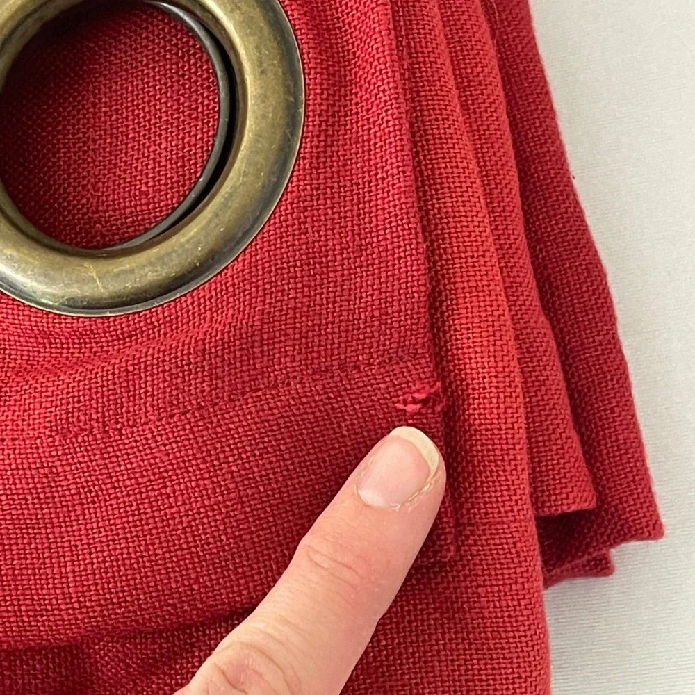 Bombay Bath 100% Linen‎ Shower Curtain Panel Red Grommets VTG